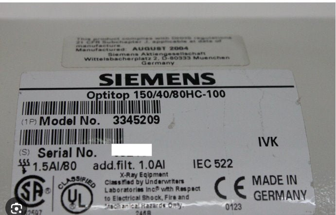03345209 OPTITOP 150/40/80HC-100 for Ysio Max Medical Siemens