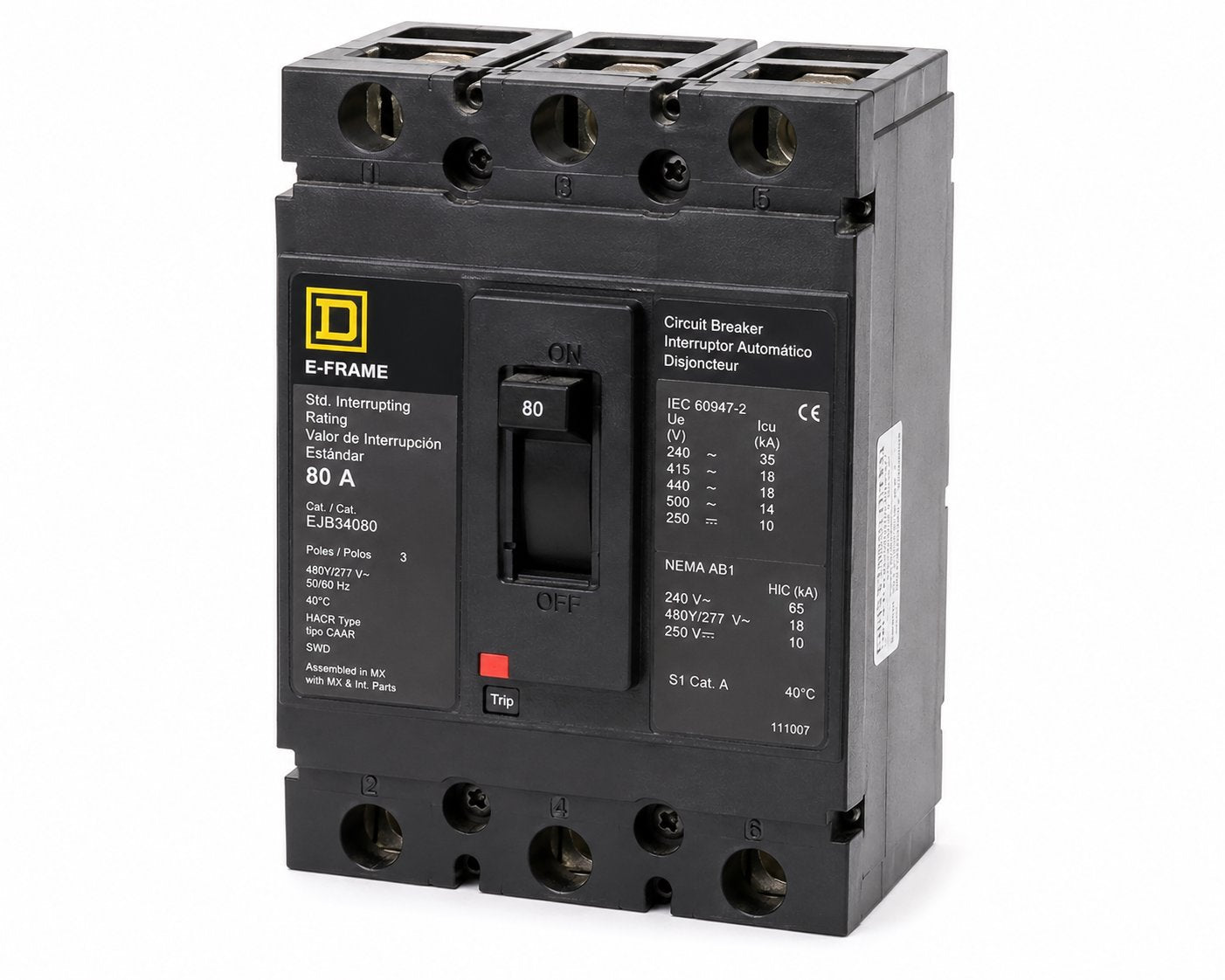 80 AMP, 3-POLE, 480Y/277 V~ MOLDED CASE CIRCUIT BREAKER Renewable Energy DEX