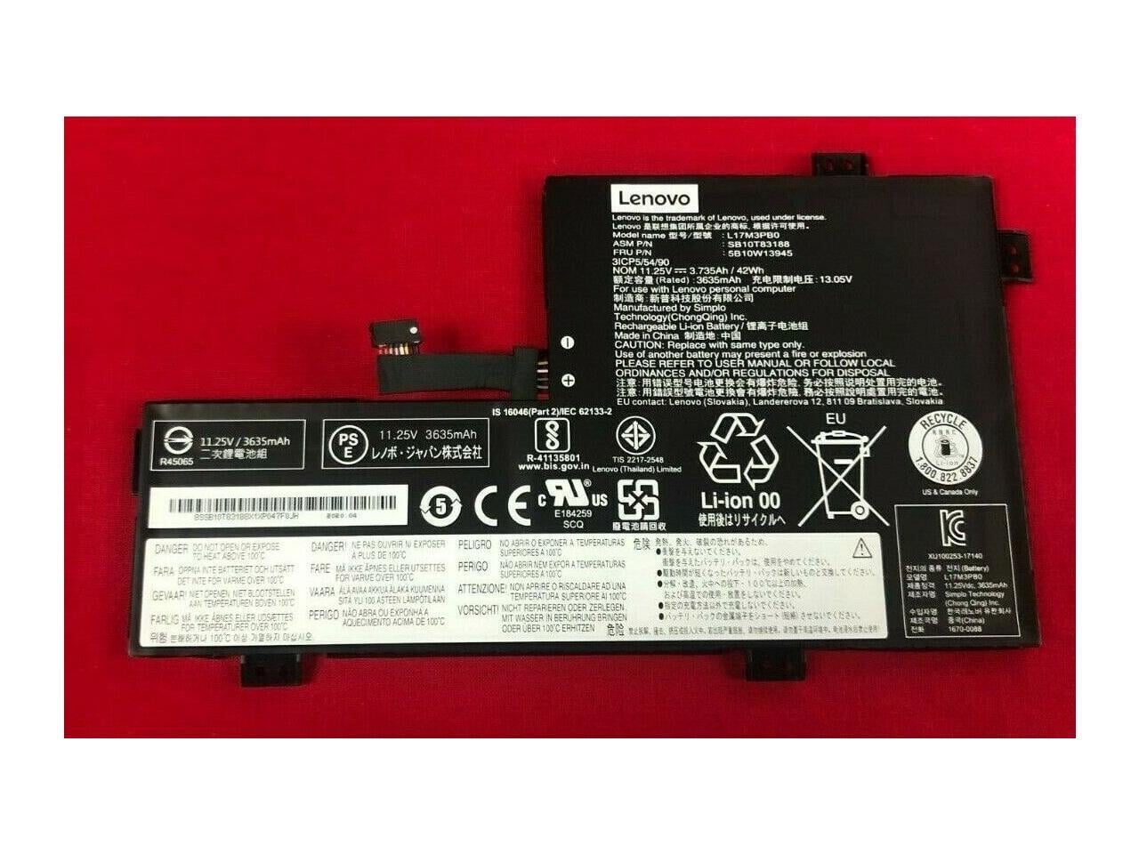 BATTERY, INTERNAL 3C 42WH LILON SMP Information Technology LENOVO