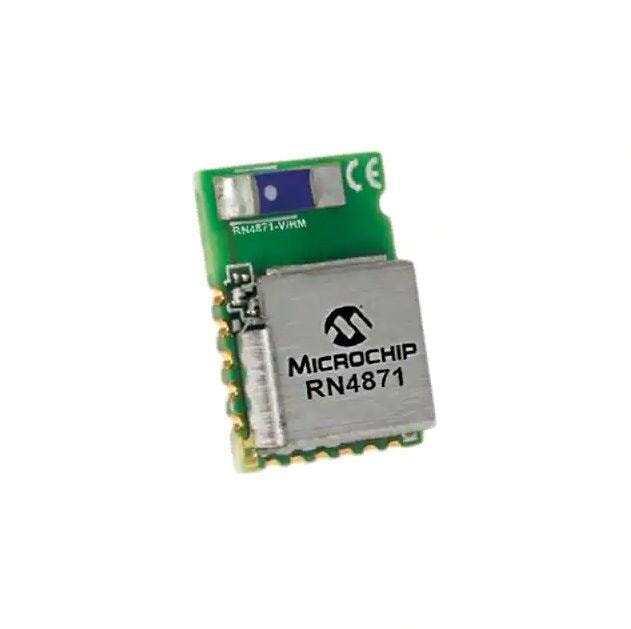 Bluetooth v5.0 Transceiver Module 2.4GHz Integrated, Chip Surface Mount, Part #: RN4871-V/RM118 Information Technology MICROCHIP TECHNOLOGY INC.