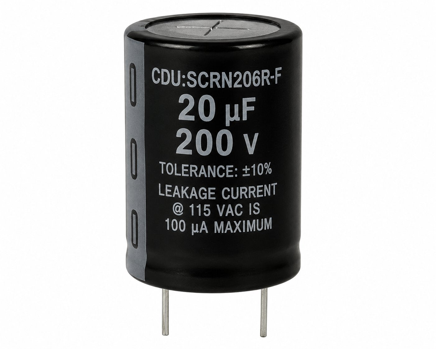 CAPACITOR, 20 UF, 200 V, TOLERANCE +/- 10%, LEAKAGE CURRENT @ 115 VAC IS 100 UA MAXIMUM Renewable Energy DEX