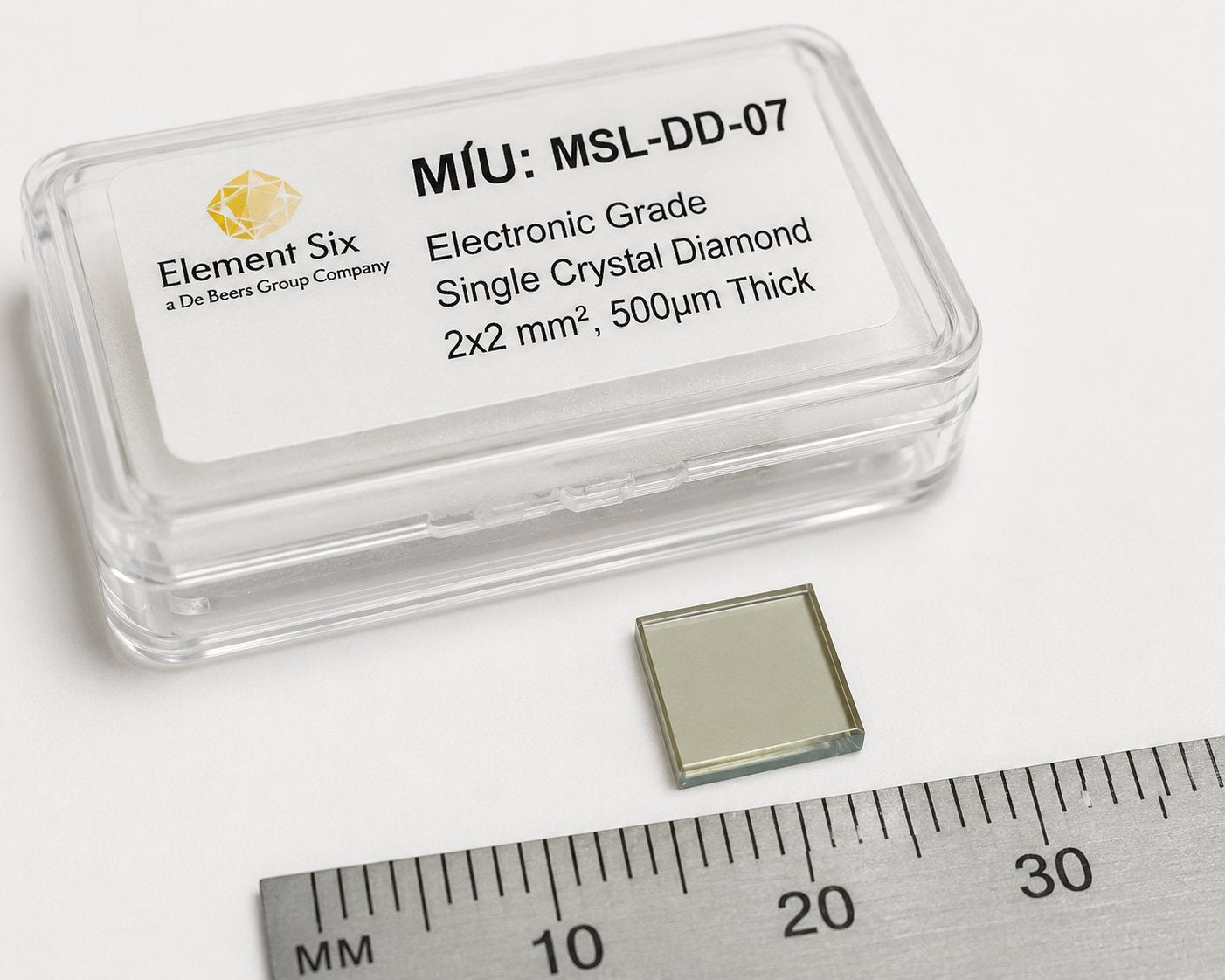 ELECTRONIC GRADE SINGLE CRYSTAL DIAMOND, 2X2 MM2, 500UM THICK Medical DEX