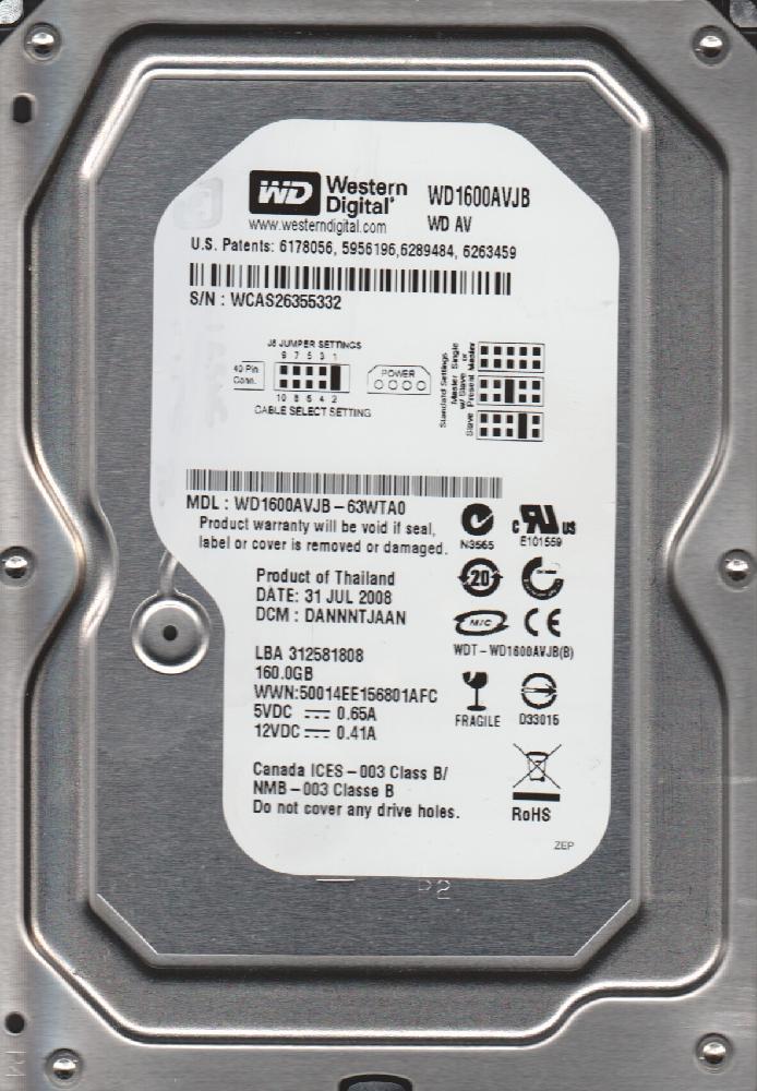 HARD DRIVE, 160GB Information Technology WESTERN DIGITAL