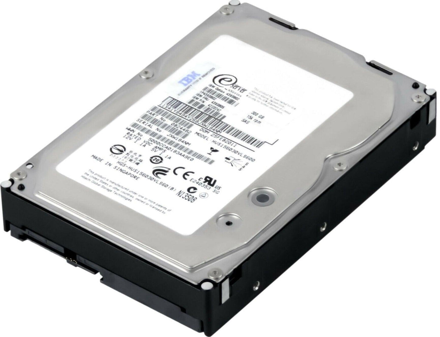 HARD DRIVE, 300GB 3.5" 15K 16MB SAS 6GB/S, HUS156030VLS600, Refurbished Information Technology HITACHI