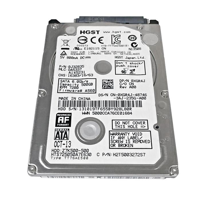 HARD DRIVE, 500GB 2.5" SATA 7200RPM 6GB/S FW/A560 Information Technology HITACHI