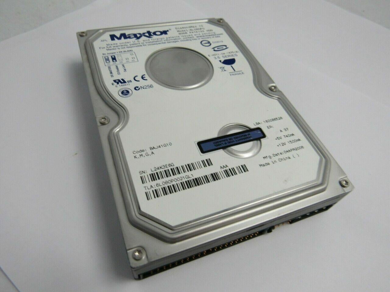 HARD DRIVE, 80GB 3.5" 7200RPM PATA Information Technology MAXTOR