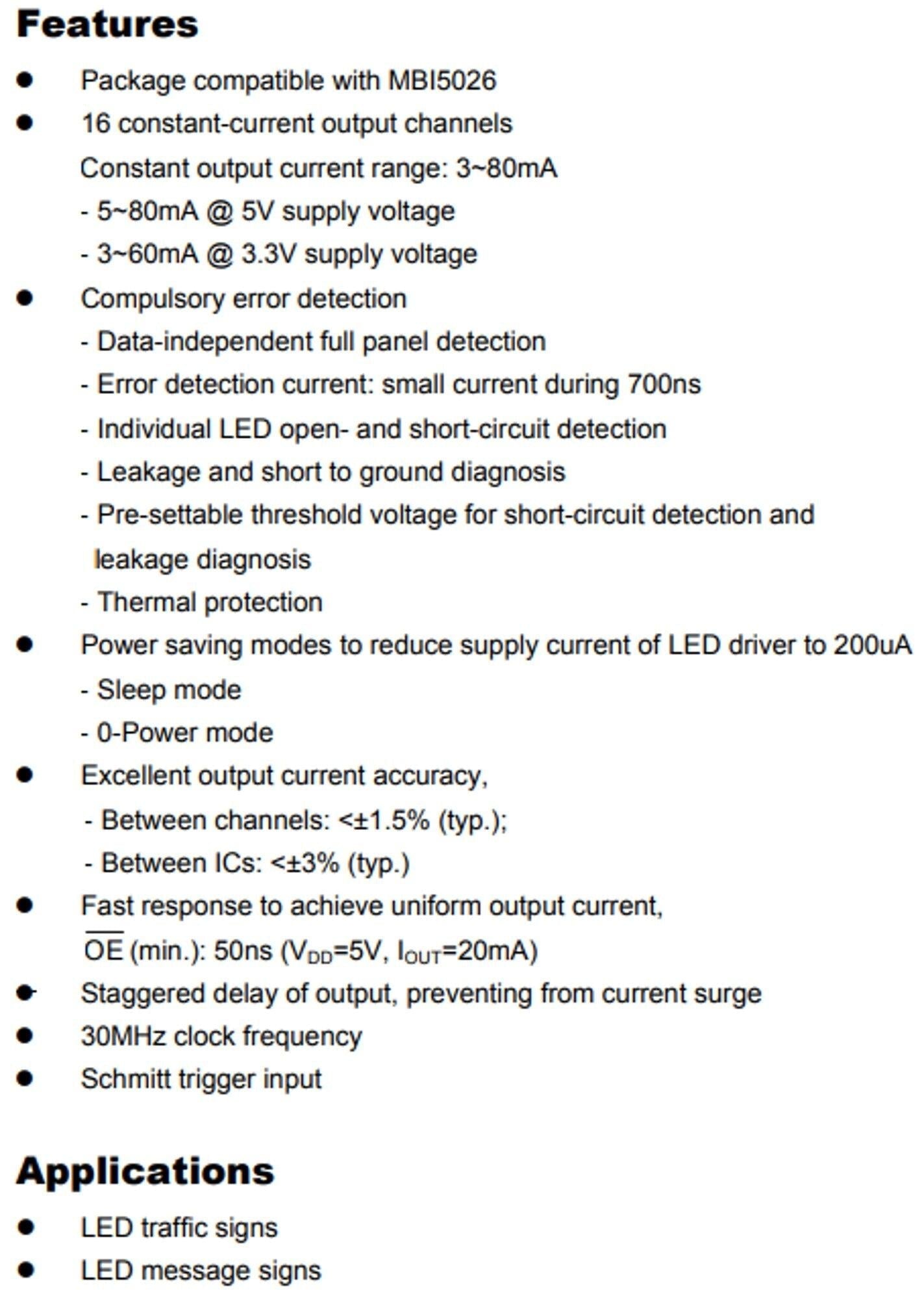 IC, LED DRIVER 16-CHANNEL CONSTANT CURRENT MBI5037GF Information Technology MACROBLOCK INC