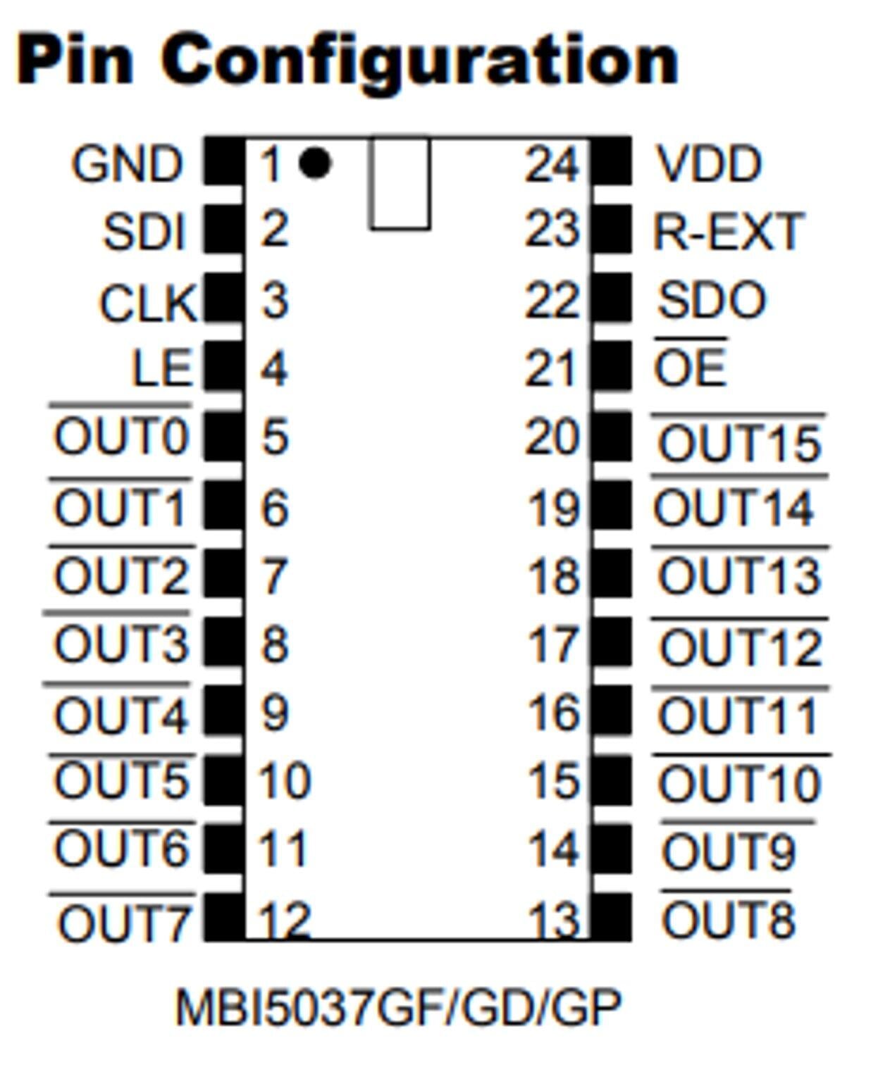 IC, LED DRIVER 16-CHANNEL CONSTANT CURRENT MBI5037GF Information Technology MACROBLOCK INC