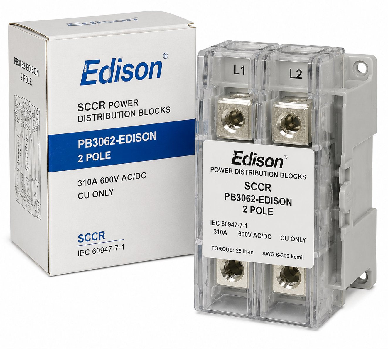 PB3062-EDISON SCCR POWER DISTRIBUTION BLOCKS 2 POLE Renewable Energy DEX