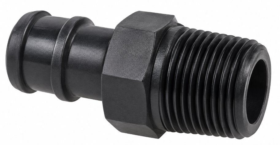 PLASTIC PIPE FITTINGS FOR GASOLINE, STRAIGHT CONNECTOR WITH HEX BODY, 1/2 NPT MALE Medical DEX