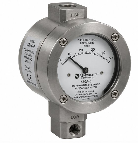 SWITCH,DIFFERENTIAL PRESSURE INDICATING,316 S.S. HOUSING, 1/4 " NPT (TOP AND BOTTOM), SAFE WORKING PRESSURE 1500 PSI Renewable Energy DEX