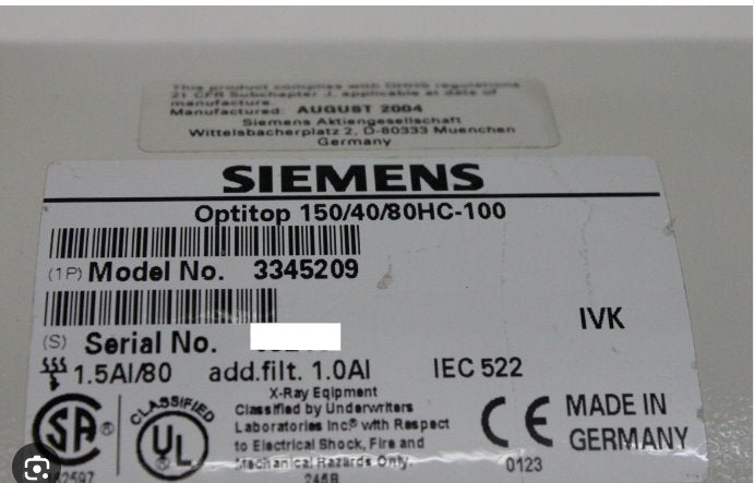 03345209 OPTITOP 150/40/80HC-100 for Ysio Max Medical Siemens 