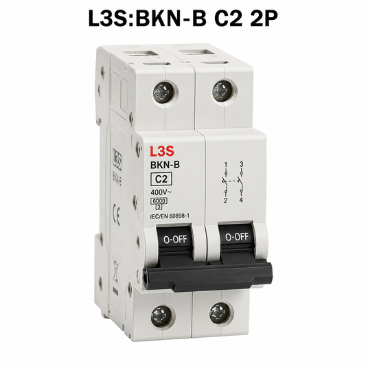 LS BKN-B THERMOMAGNETIC SWITCH, C CURVE, 2A, 2 POLES, VOLTAGE 415V~, BREAKING CA