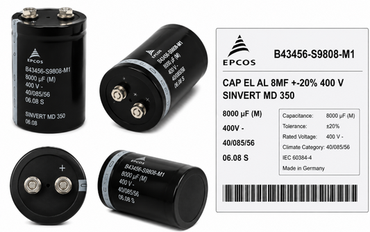 CAP EL AL 8MF +-20% 400 V SINVERT MD 350; 8000UF (M), 400V-, 40/085/56, 06.08 S
