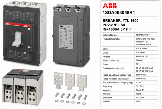 BREAKER, T7L 1600 PR231/P LS/I IN=1600A 3P F F