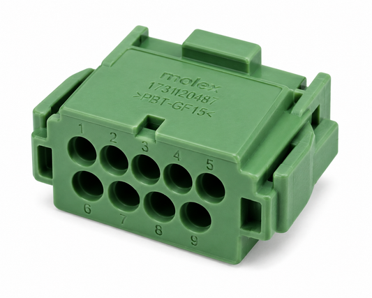 MOLEX PN 1731120487  INSULATOR BACK PART RECEPTACLE, 9W4 GREEN