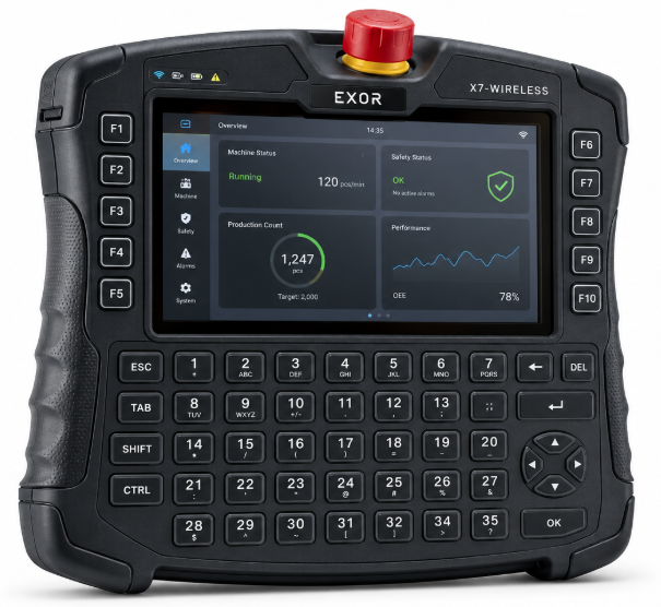 EXOR X7 WIRELESS MOBILE HMI HANDHELD 7" PCAP MULTITOUCH, WI-FI SATEFY, EMERGENCY