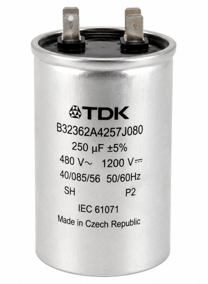 250 F FILM CAPACITOR 480V 1200V (1.2KV) POLYPROPYLENE (PP), METALLIZED RADIAL, CAN Renewable Energy DEX 