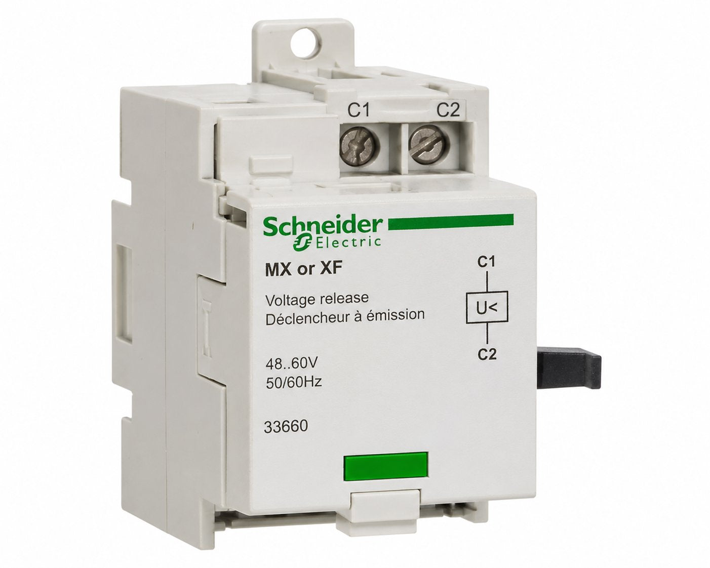 33660 PRODUCT PICTURE SCHNEIDER ELECTRIC VOLTAGE RELEASE MX OR XF - 48..60 V DC/AC 50/60HZ Renewable Energy DEX 