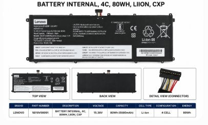 BATTERY INTERNAL, 4C, 80WH, LIION, CXP Information Technology DEX 