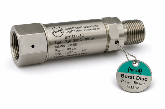 BURST DISC, HYDRAULIC, 3/8" G M/F, 80 BAR, STAINLESS STEEL, REMBE Renewable Energy DEX 