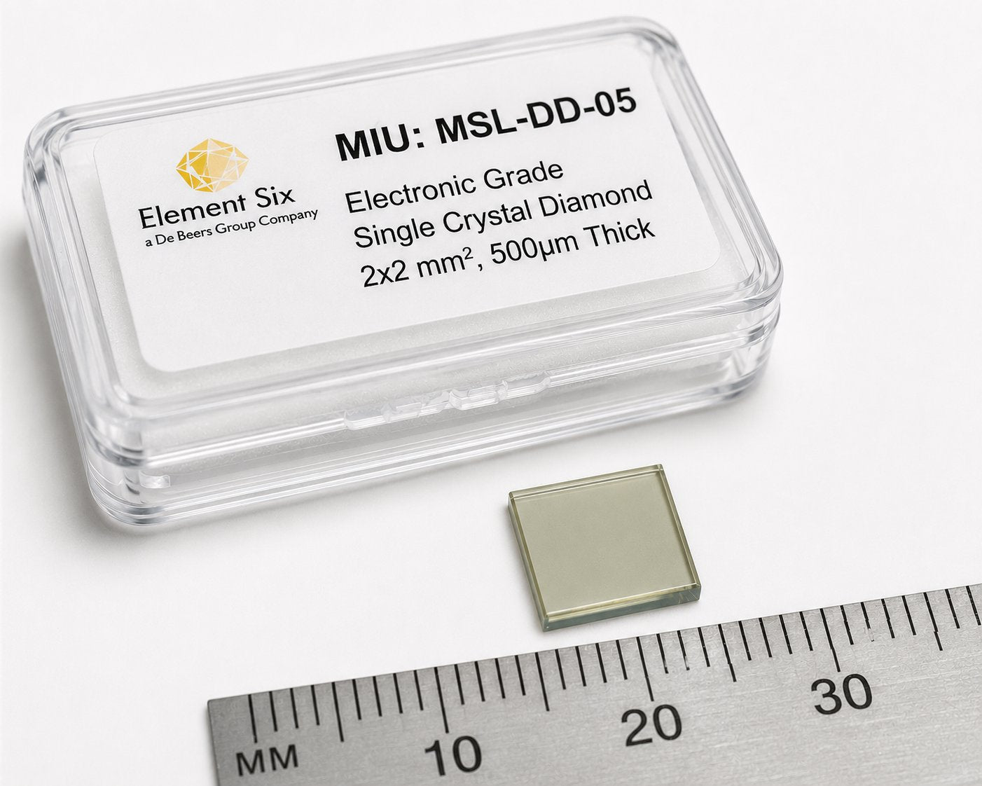 ELECTRONIC GRADE SINGLE CRYSTAL DIAMOND, 2X2 MM2, 500UM THICK Medical DEX 