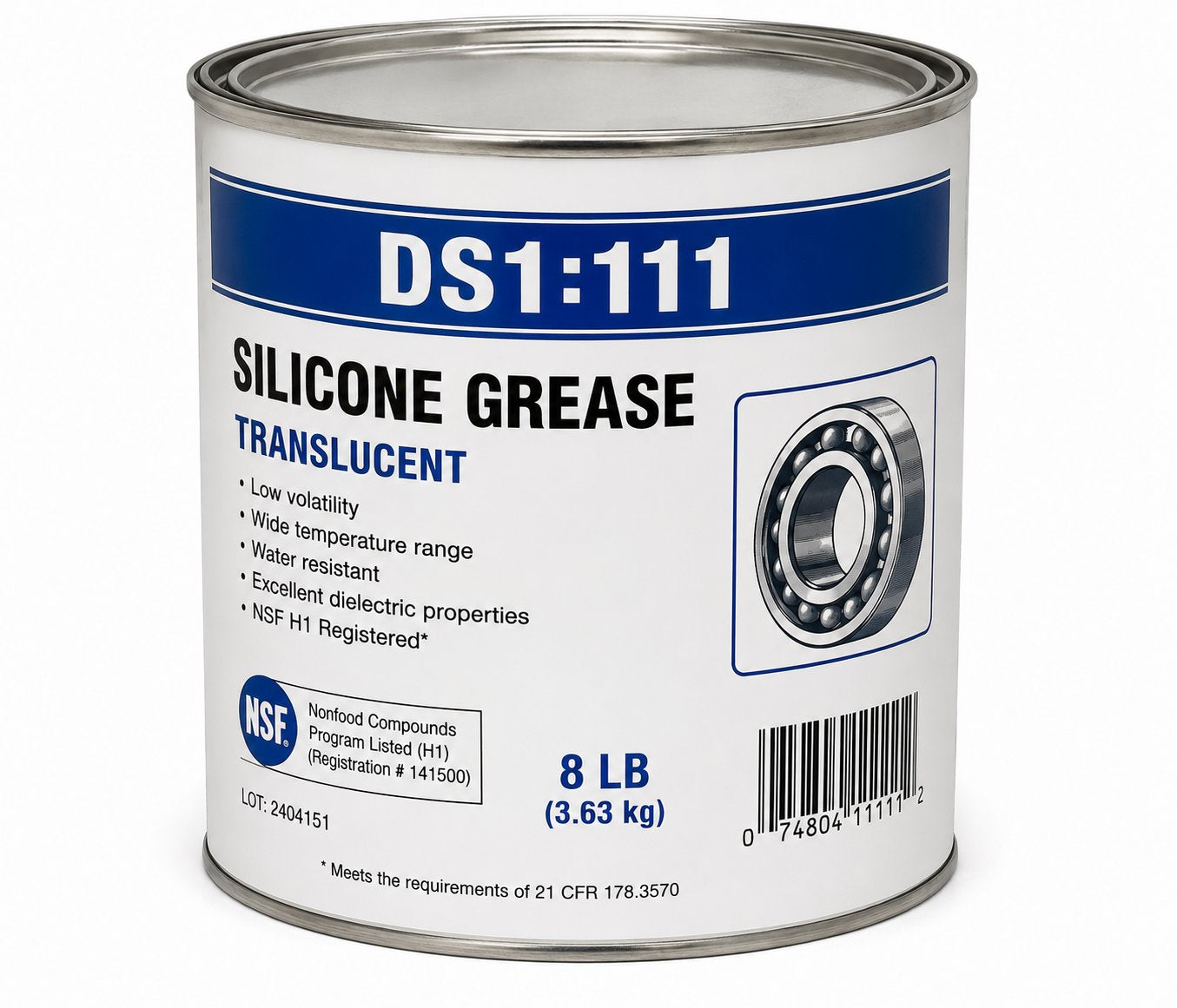 GREASE, SILICONE, TRANSLUCENT, (8 LB CAN) Renewable Energy DEX 