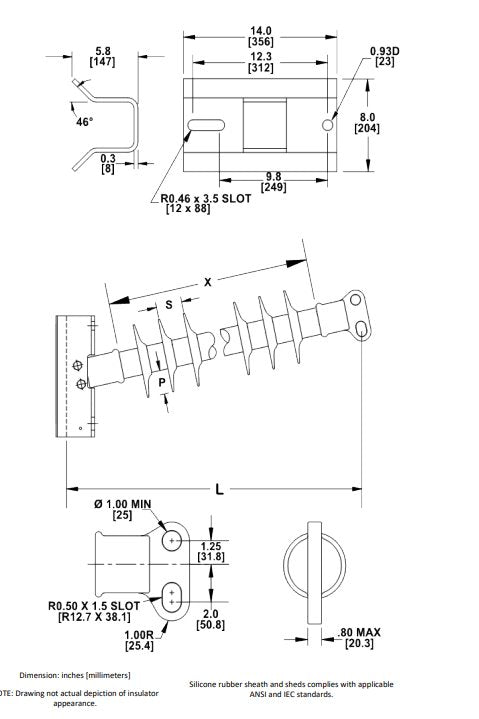 HORIZONTAL LINE POST INSULATOR P/N Renewable Energy DEX 