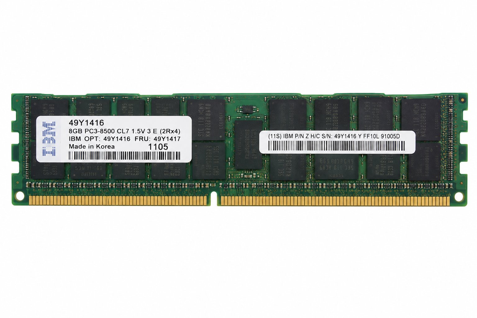 IBM X3690 X5 BOARD, MEMORY 8GB RDIMM PC3-8500 DDR3-1066 Information Technology DEX 