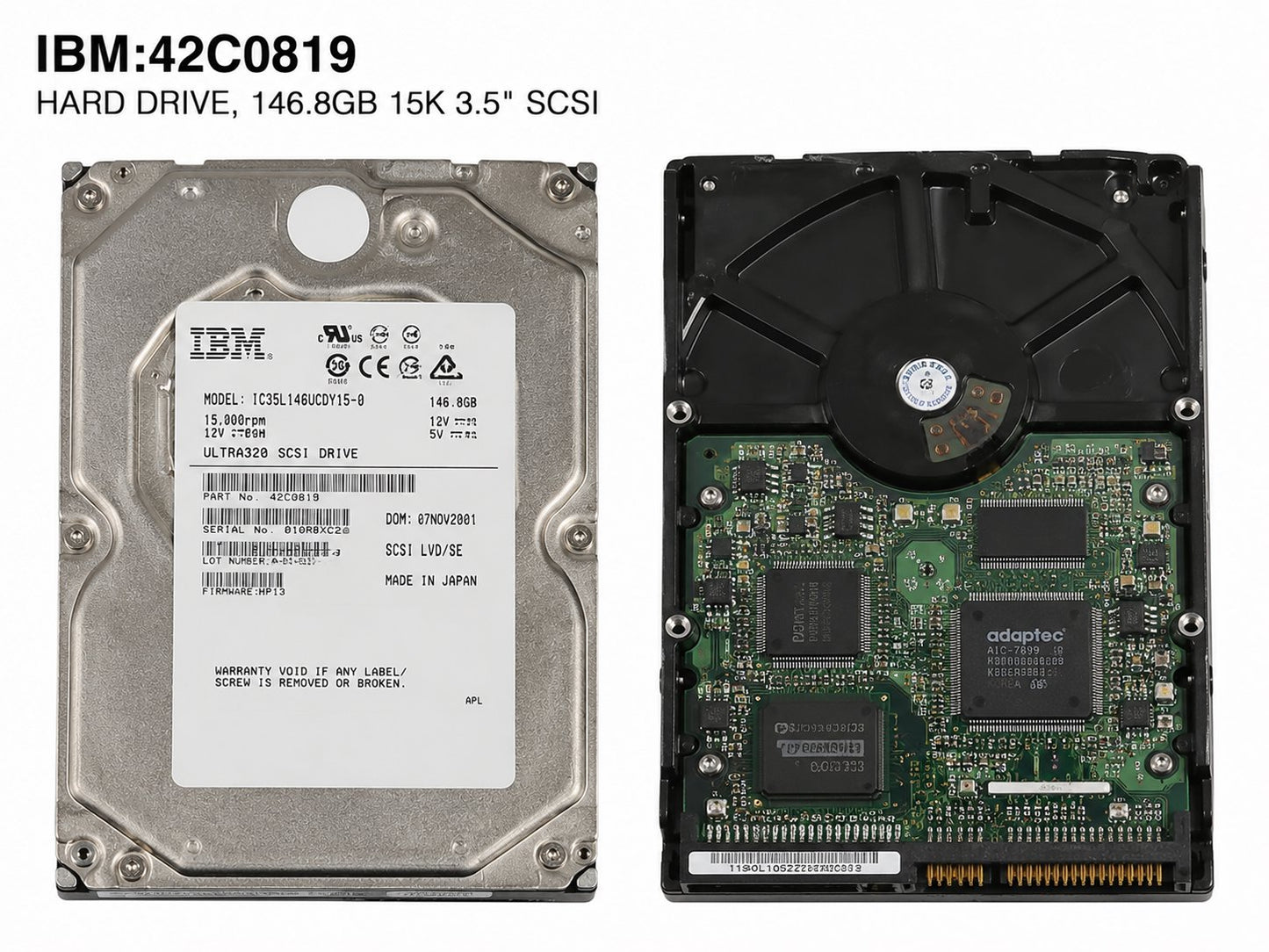 IBMHARD DRIVE, 146.8GB 15K 3.5" SCSI Information Technology DEX 