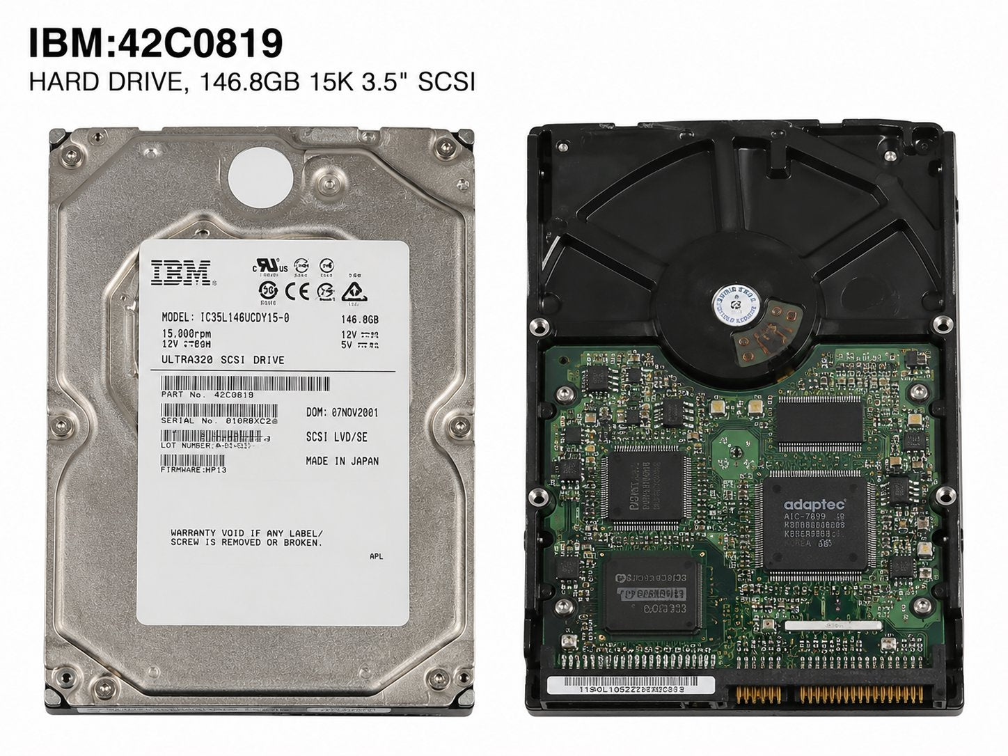 IBMHARD DRIVE, 146.8GB 15K 3.5" SCSI Information Technology DEX 