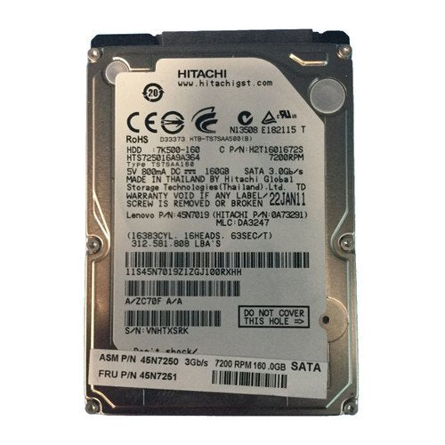 IBMHARD DRIVE, 160GB 2.5" 7200RPM SATA - DEX