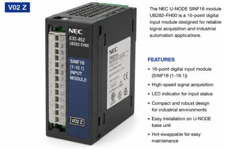 INPUT: PS W 40 80, OUTPUT: PLUS 15 TO 17, POWER S OURCE: 48 VDC, SINF16(1-16.1), NEC U-NODE SINF16 MODULE UB282-FH00 V02 Z Medical DEX 