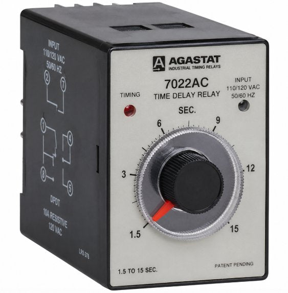 RELAY:TIMING, 110/120 VAC, 50/60 HZ, 1.5 TO 15 SEC TIME RANGE Renewable Energy DEX 