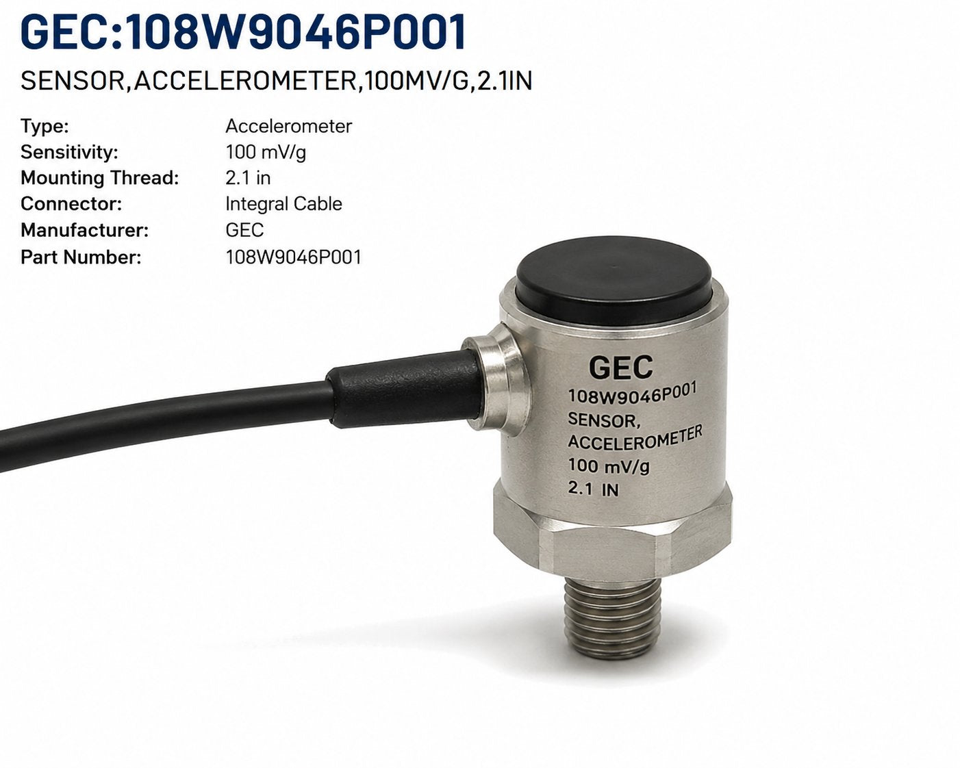 SENSOR,ACCELEROMETER,100MV/G,2.1IN Renewable Energy DEX 