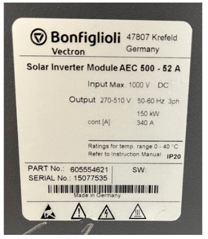 SOLAR INVERTER MODULE AEC 500-52 A Renewable Energy DEX 