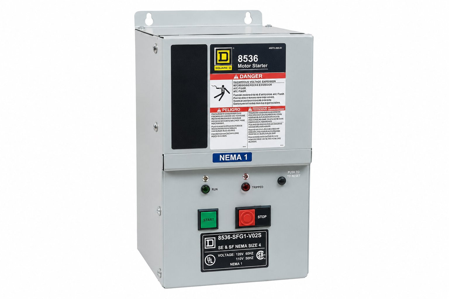 STARTER, SIZE 4 NEMA 1 120VAC, SQUARE D MODEL# 8536-SFG1-V02S*MUST BE EXACT* Renewable Energy DEX 