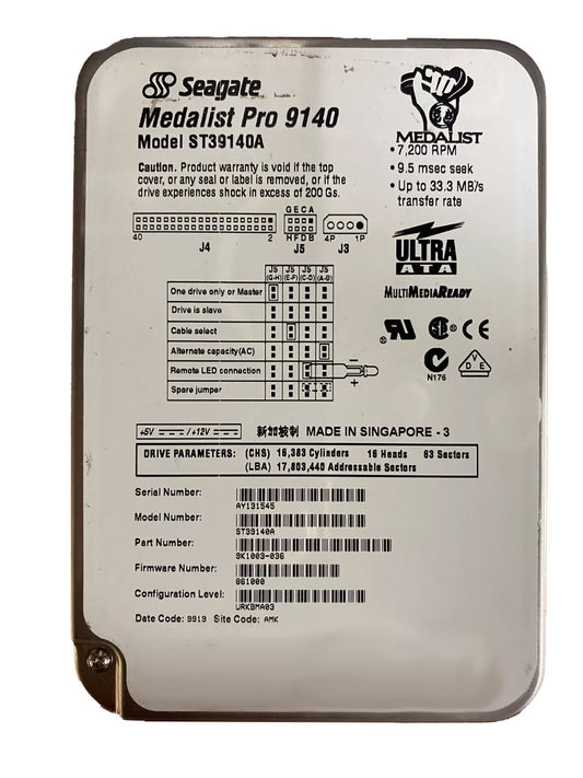 SUN MICROSYSTEMSHARD DRIVE, 9GB 3.5" IDE 7200RPM FW- 861000/841246 Information Technology DEX 
