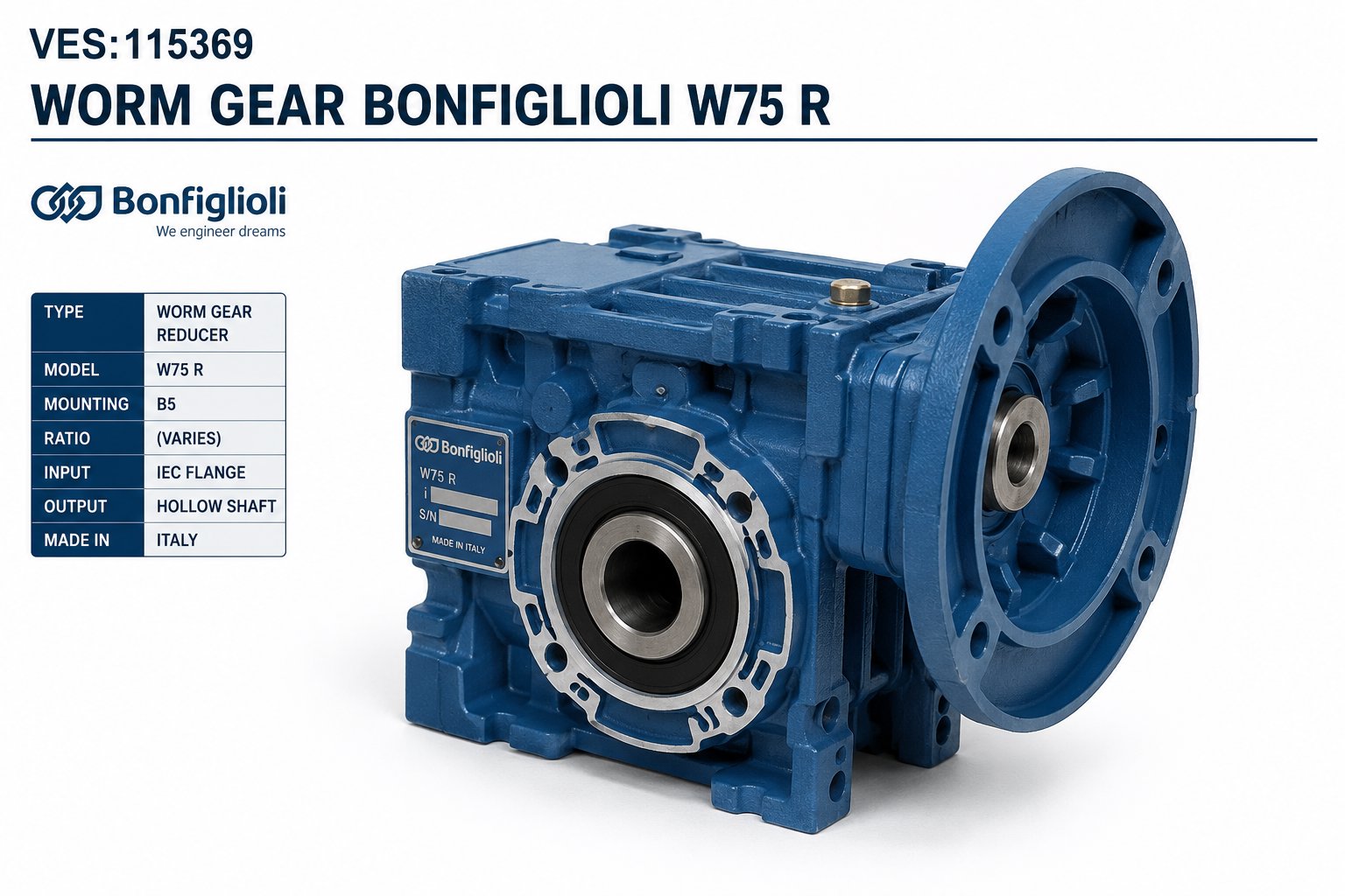 WORM GEAR BONFIGLIOLI W75 R Renewable Energy DEX 