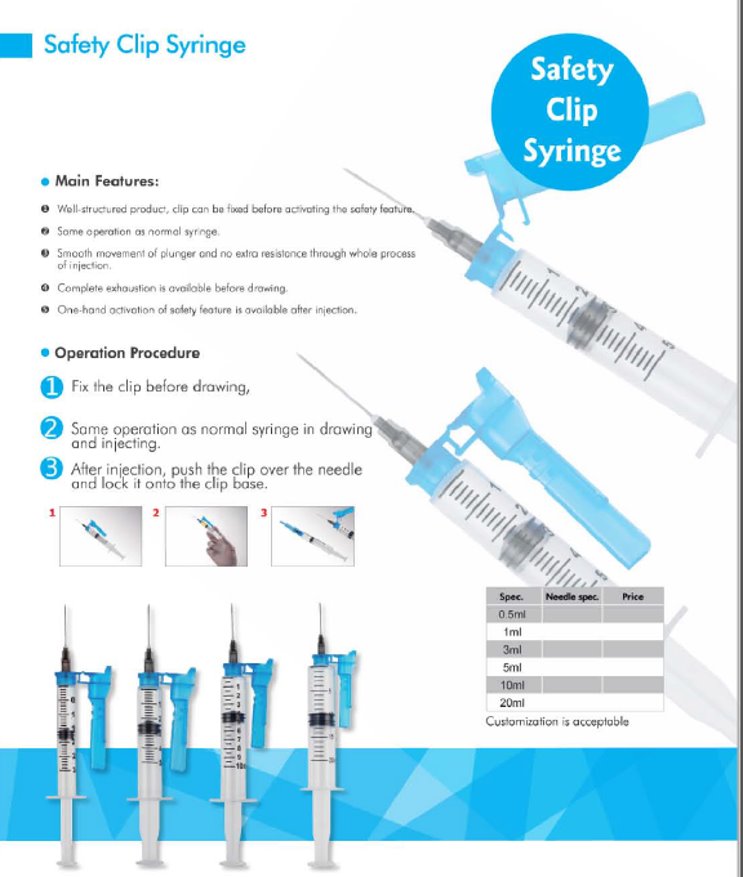 Safety Clip Syringe without Needle 3ML (Box of 100) - DEX